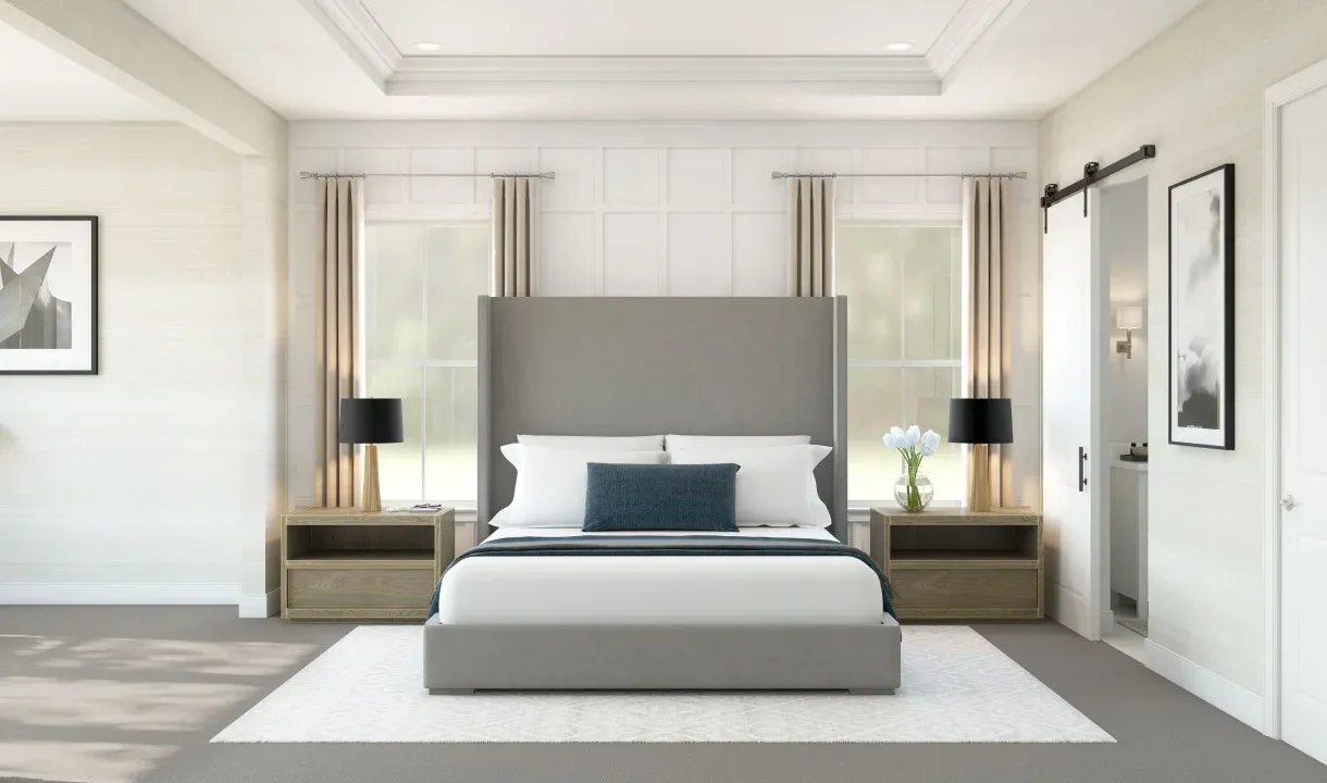 Primary suite with ceiling moulding