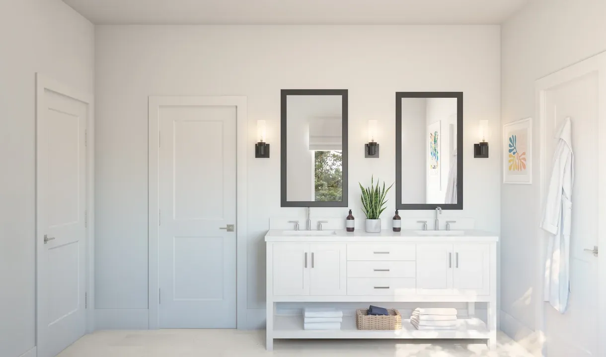 Primary bath with dual vanities