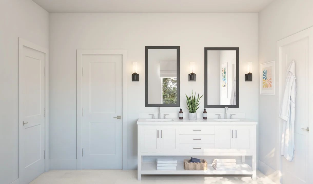 Primary bath with dual vanities