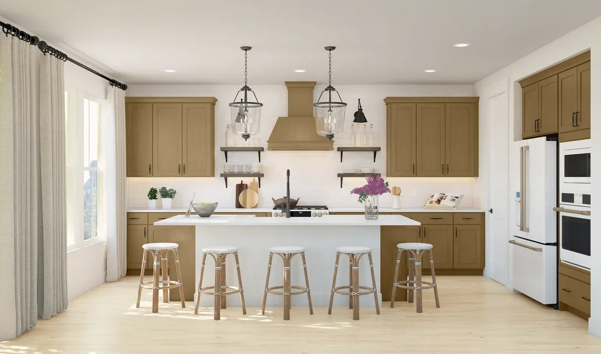 Kitchen with pendant lights
