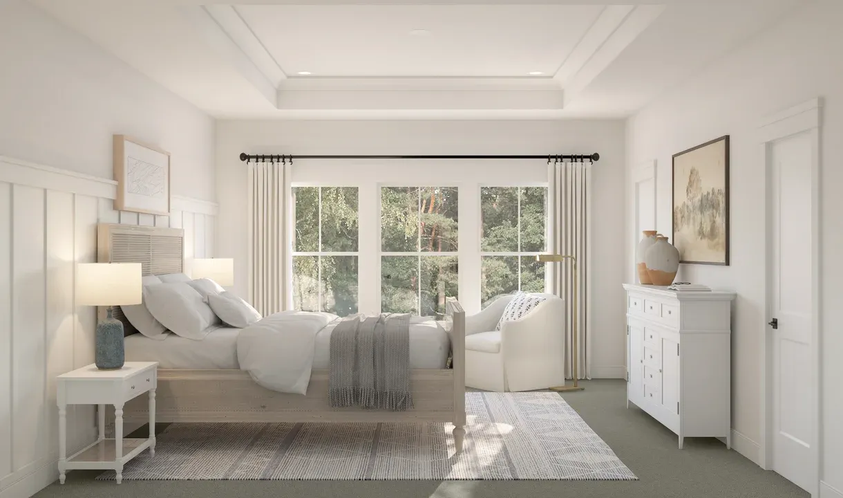 Primary suite with ceiling treatment