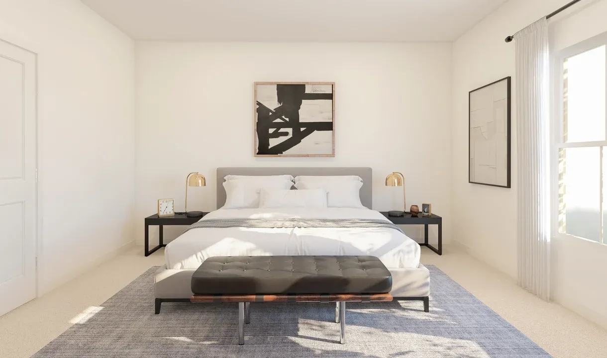 Primary suite with plush carpeting