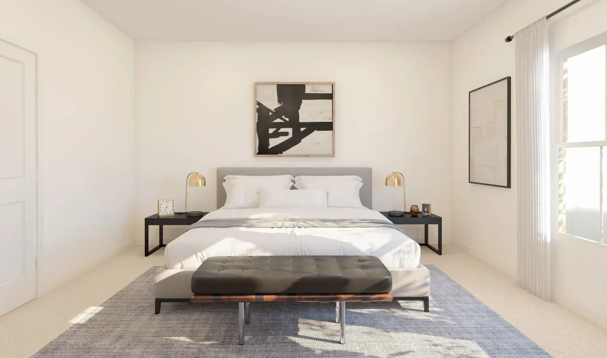 Primary suite with plush carpeting