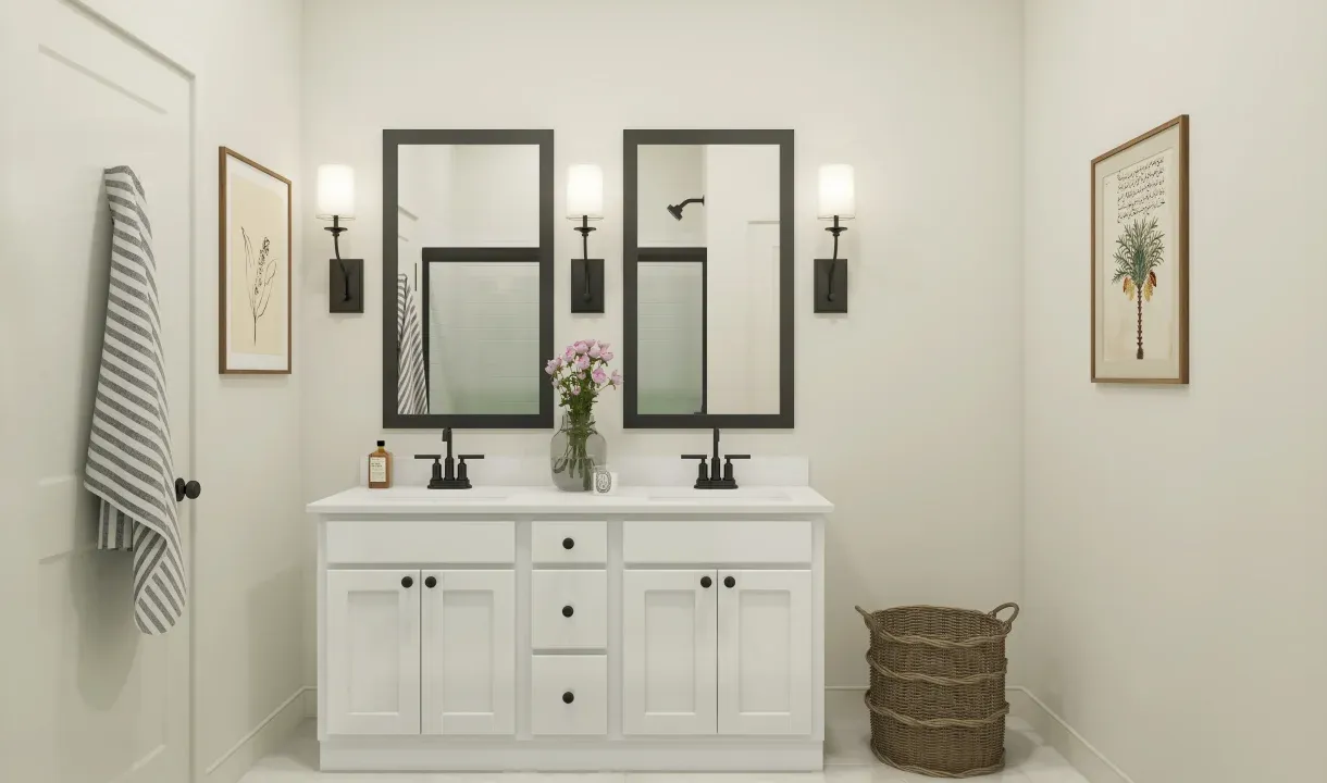 Primary bath with dual vanities