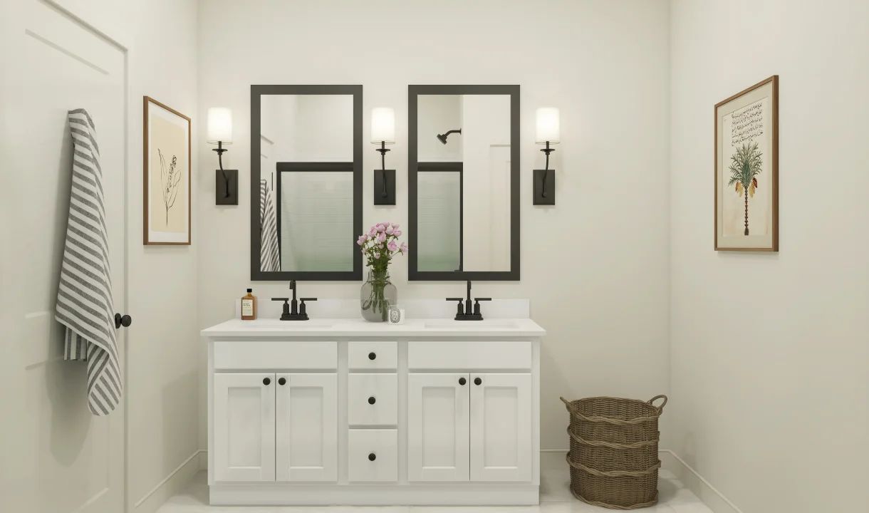 Primary bath with dual vanities