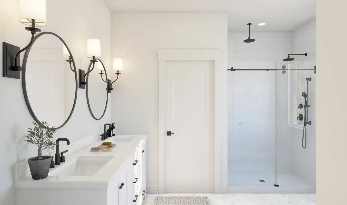 Glass shower enclosure in primary bath-Artist Rendering