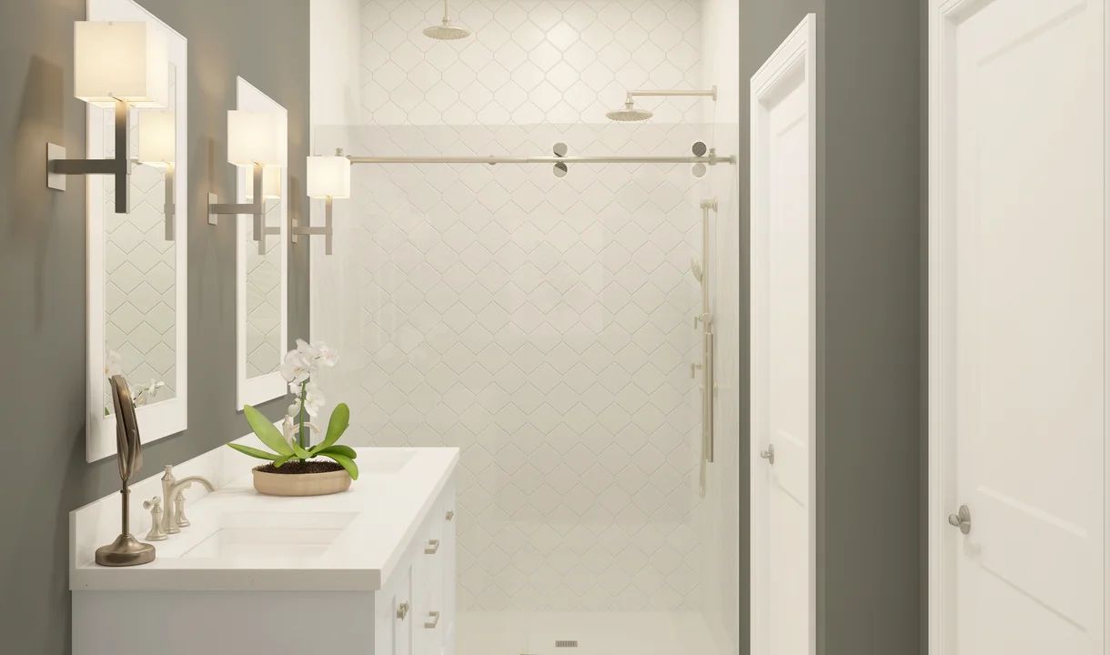 Glass shower enclosure in primary bath-Artist Rendering