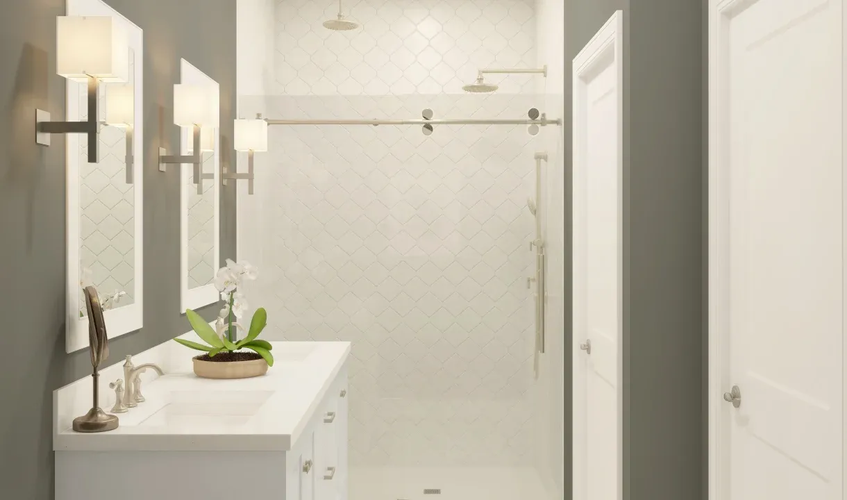 Glass shower enclosure in primary bath-Artist Rendering