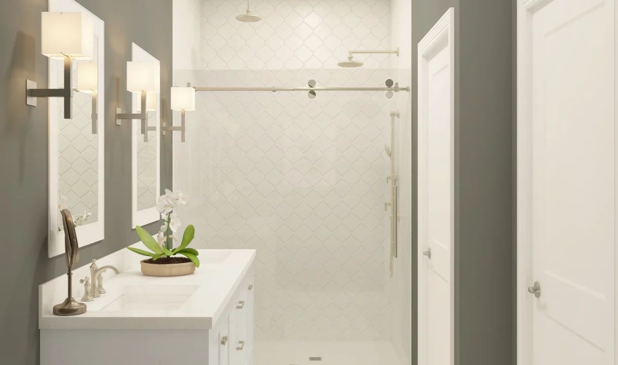 Glass shower enclosure in primary bath-Artist Rendering