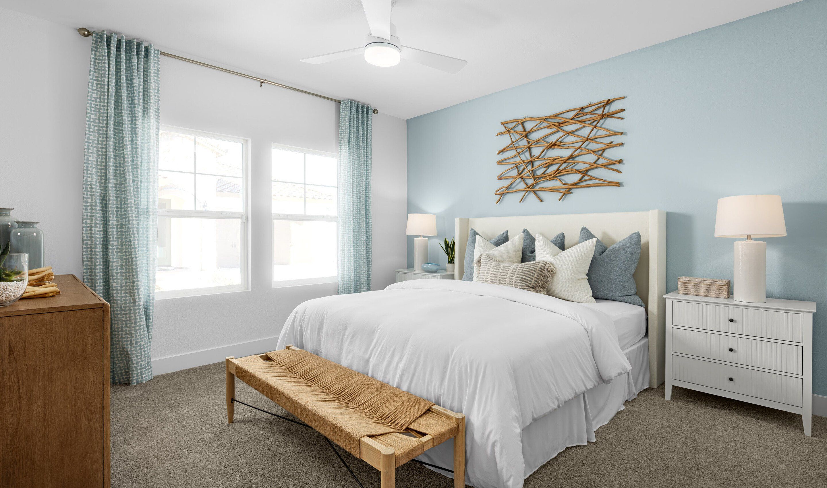 Primary suite with plush carpeting