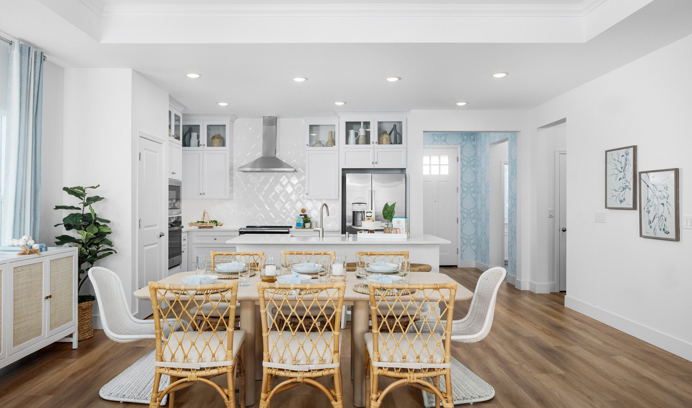 Dining area with luxurious flooring