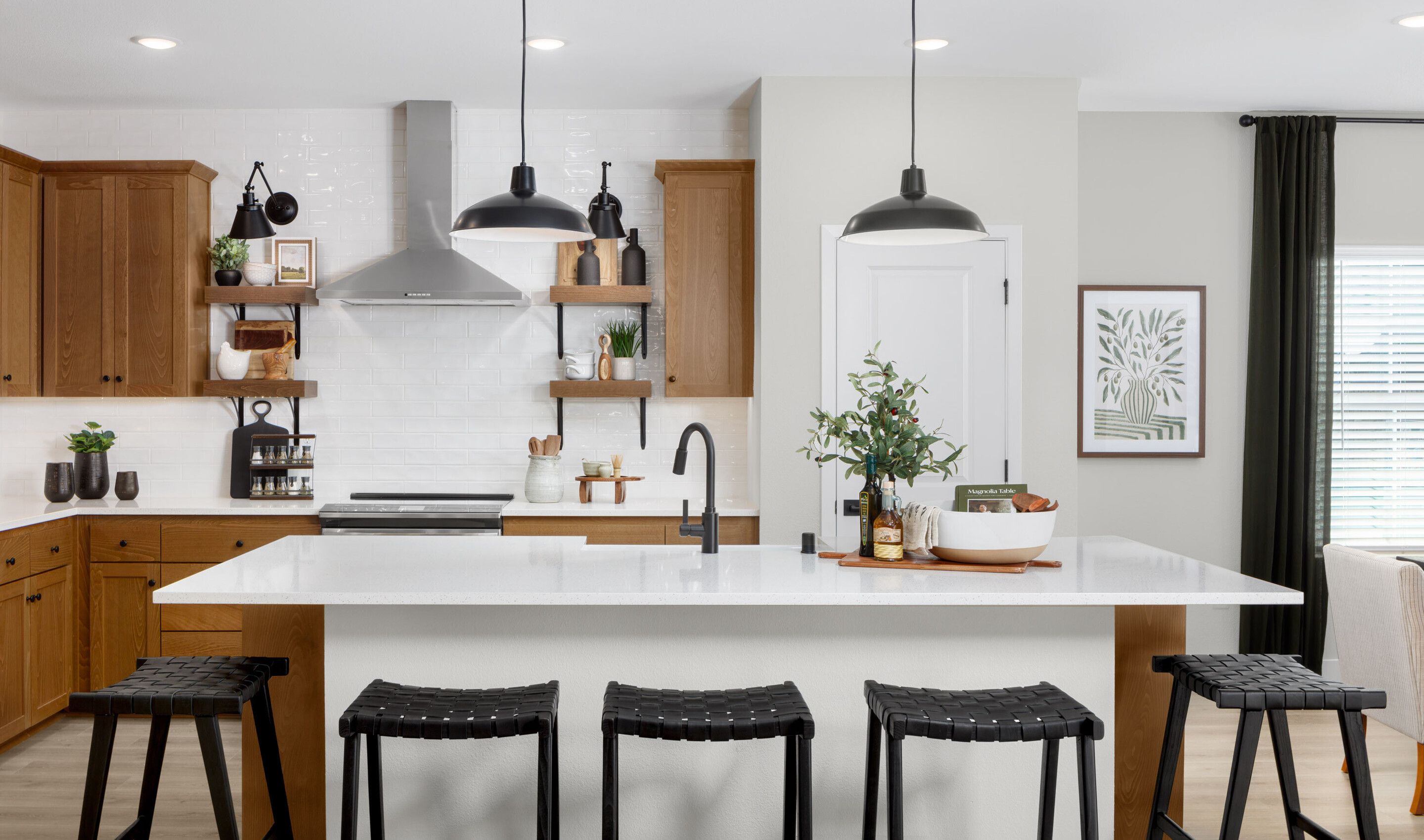 Kitchen with pendant lighting