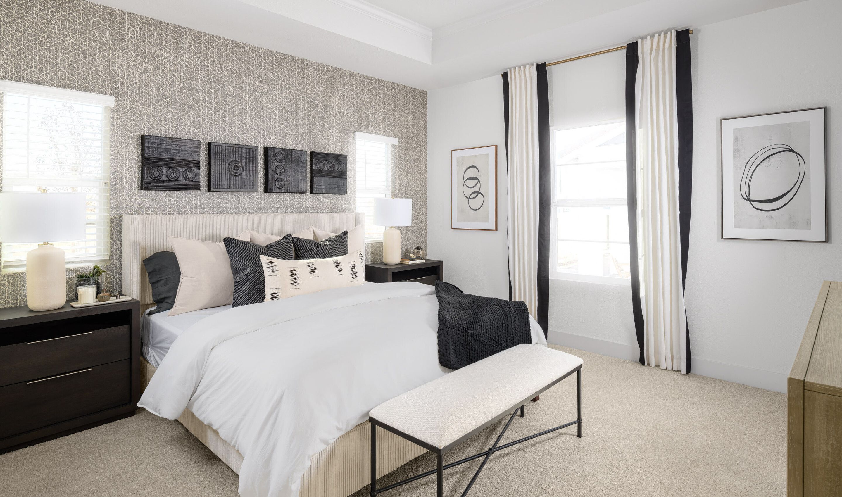 Primary suite with plush carpeting