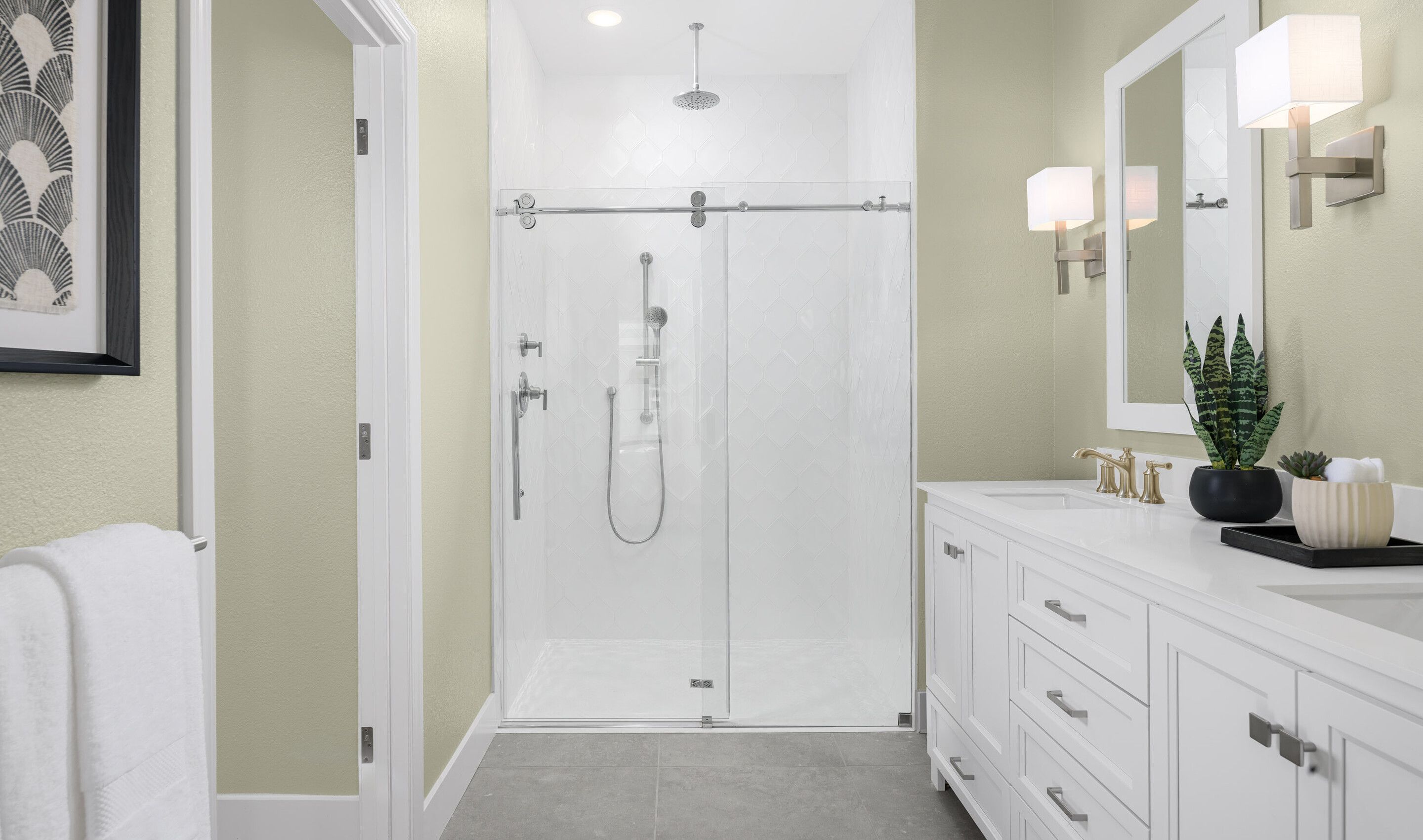 Primary bath glass shower enclosure