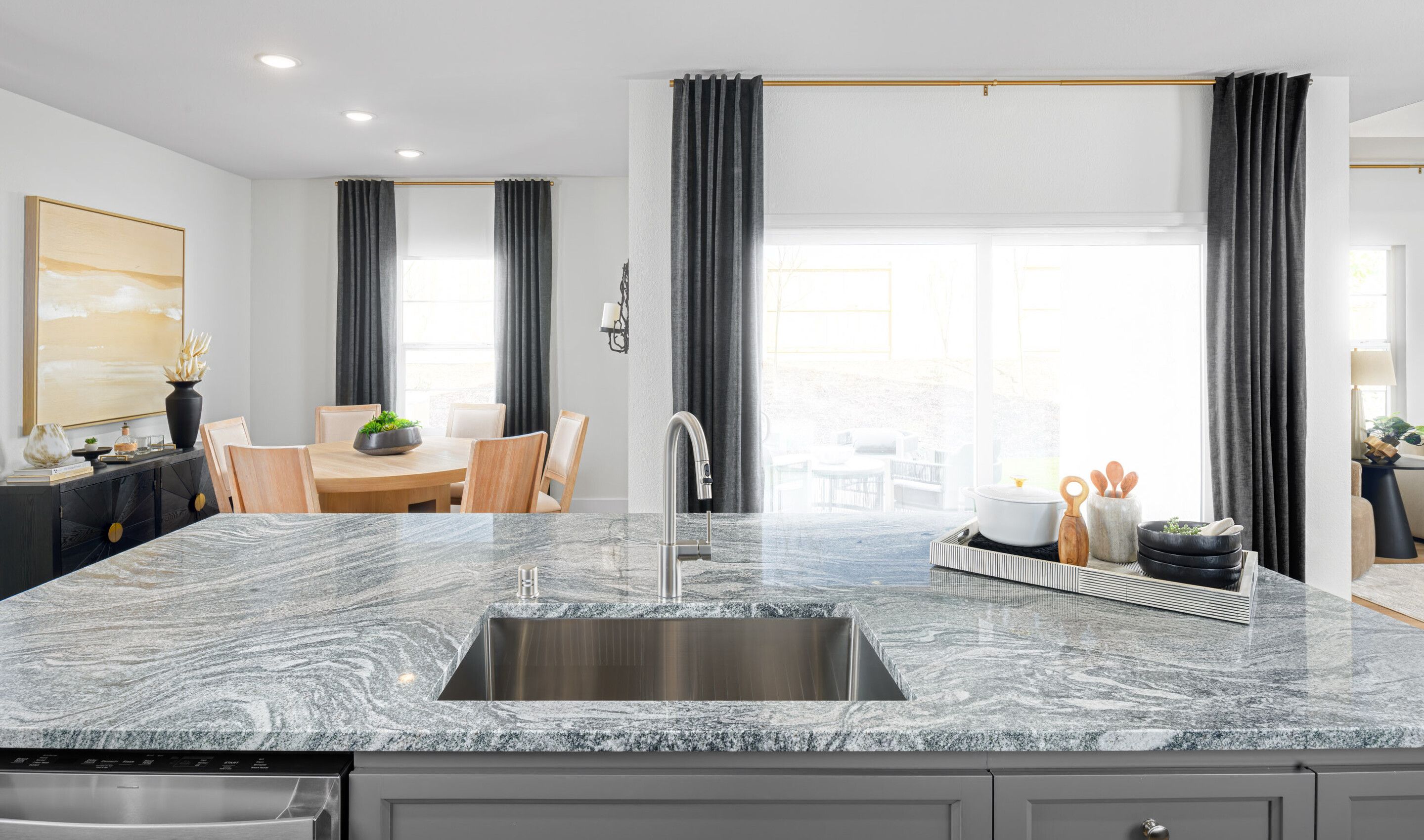 Kitchen with stainless steel undermount sink
