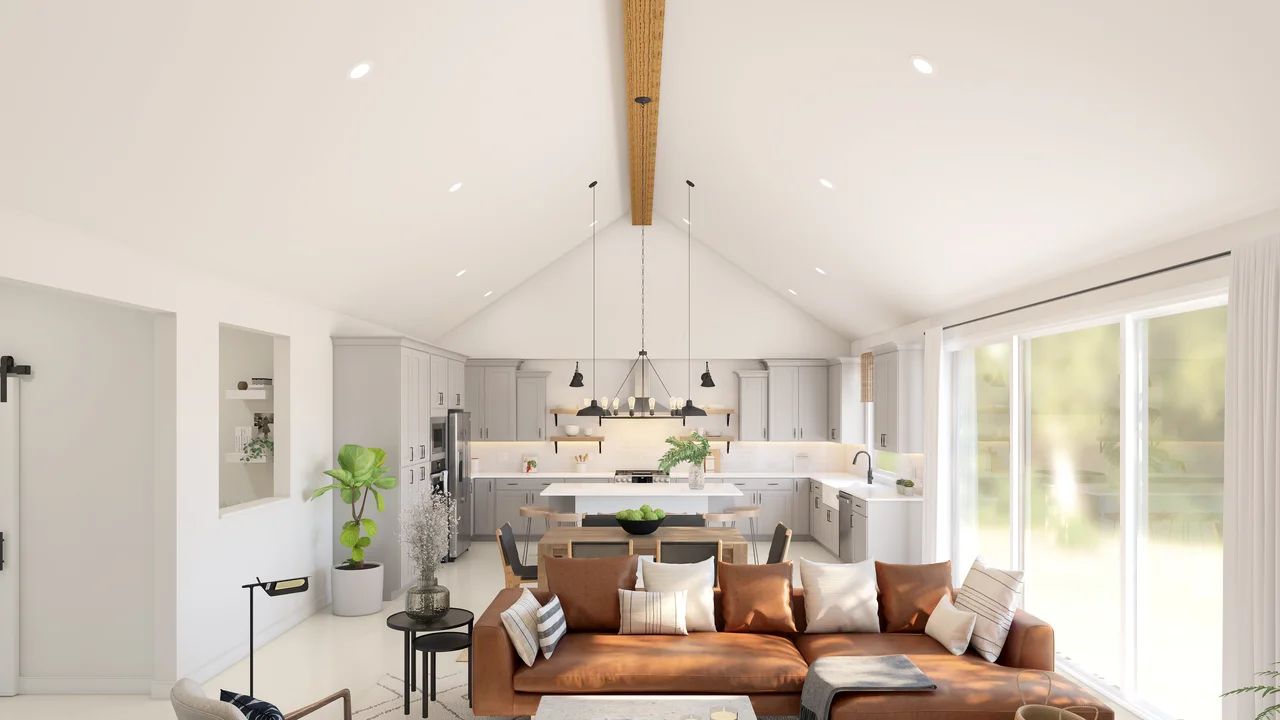 Vaulted ceiling in great room