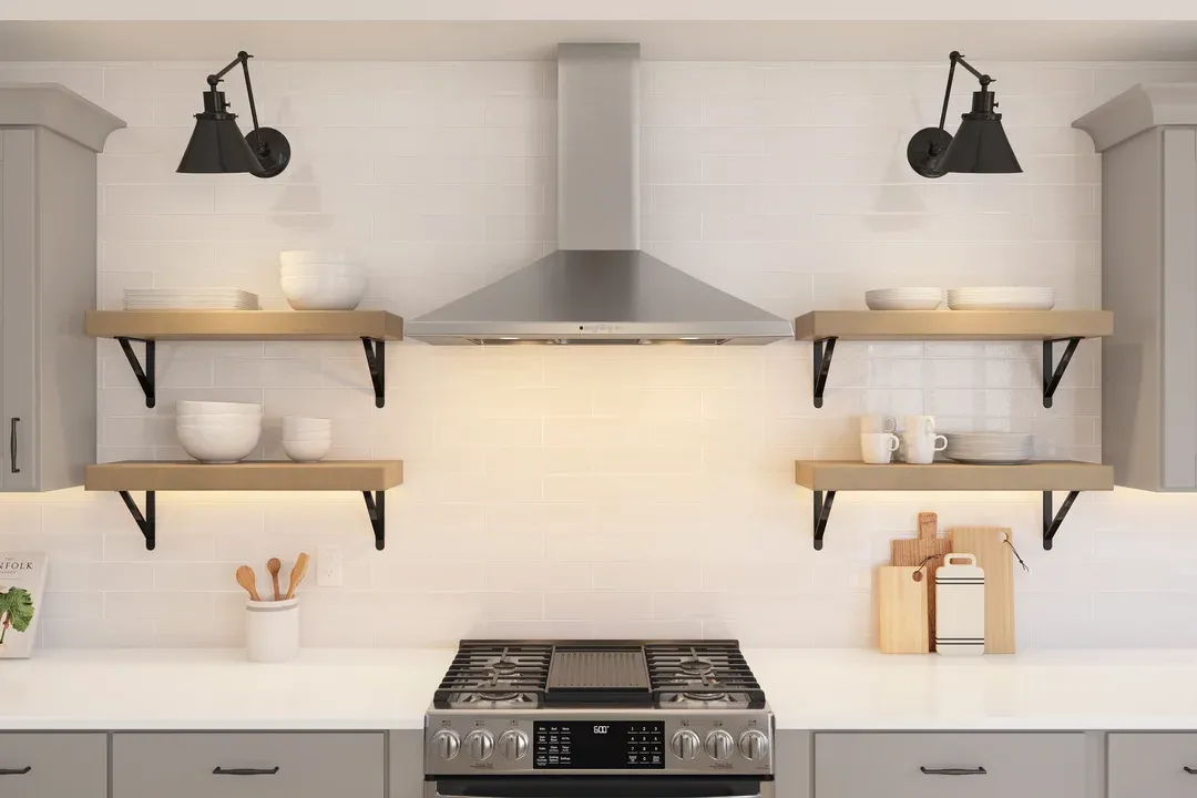 Kitchen with floating shelves