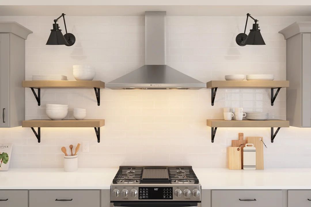 Kitchen with floating shelves