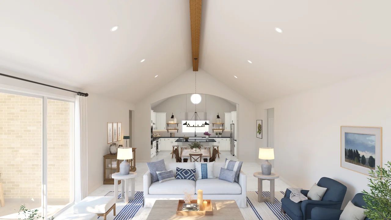 Vaulted ceiling in great room