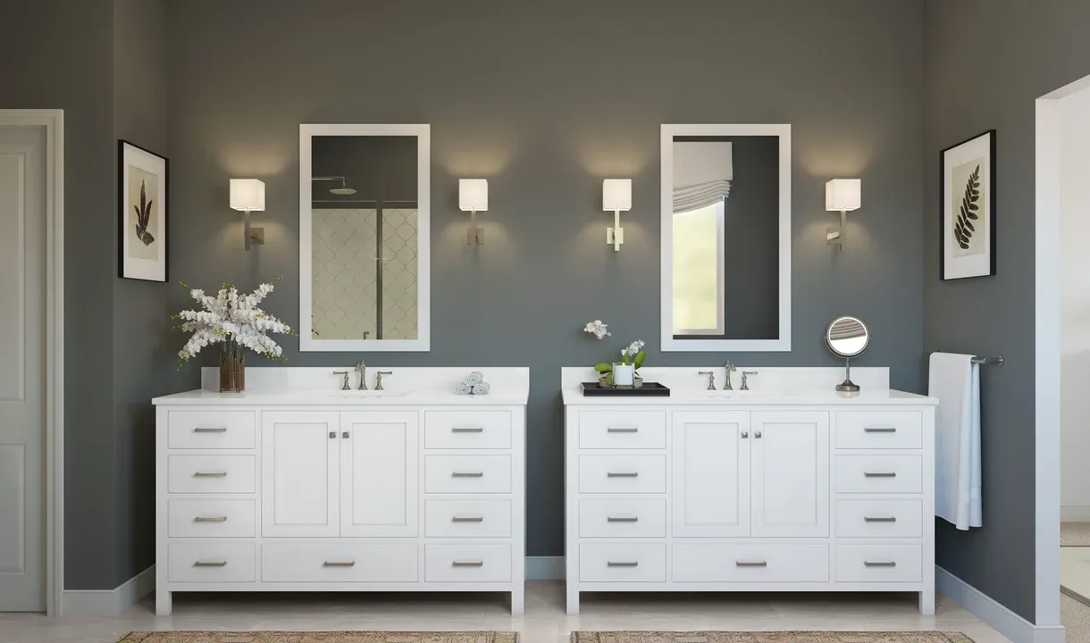 Primary bath with dual vanities