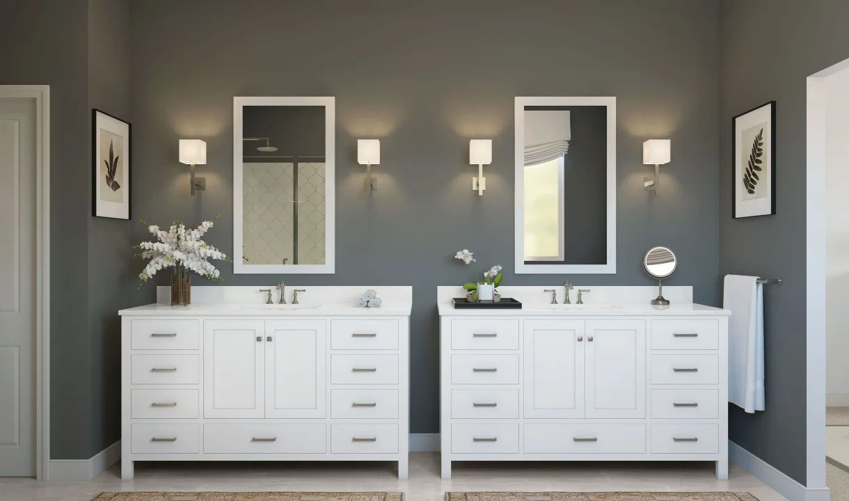 Primary bath with dual vanities