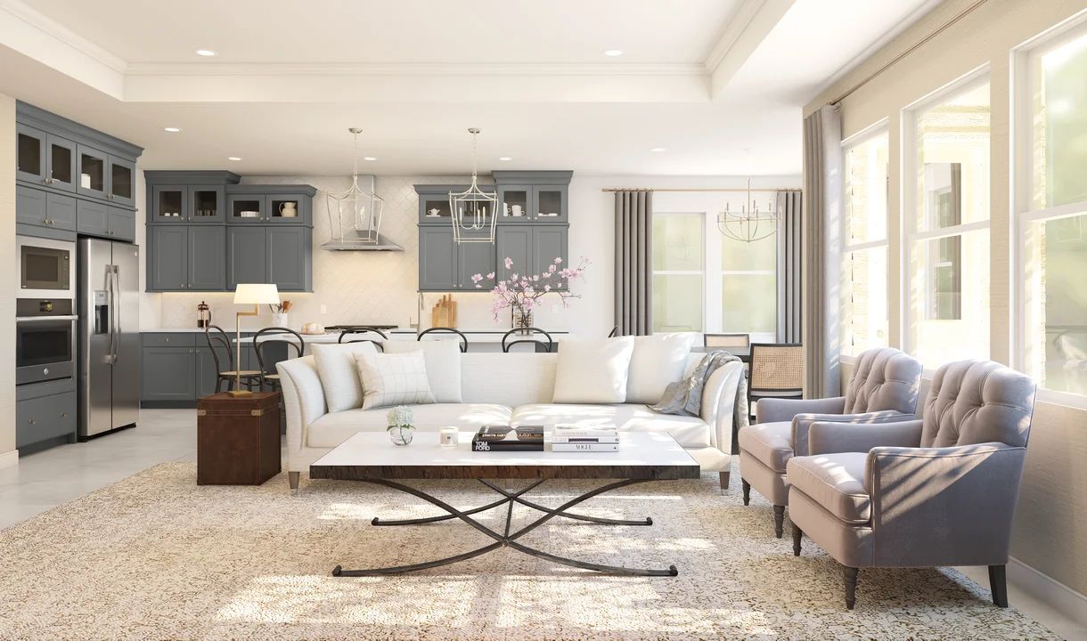 Great room with ceiling treatment