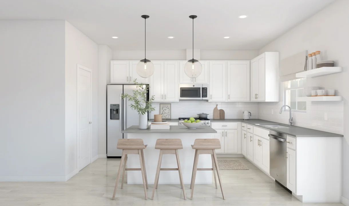 Kitchen with floating shelves