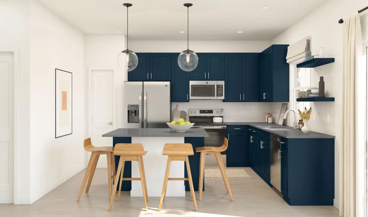 Kitchen with floating shelves