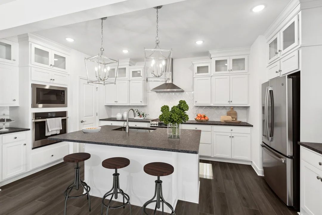 Kitchen with upper glass cabinetry