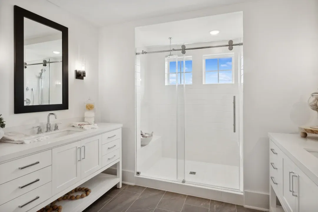 Primary bath with dual vanities