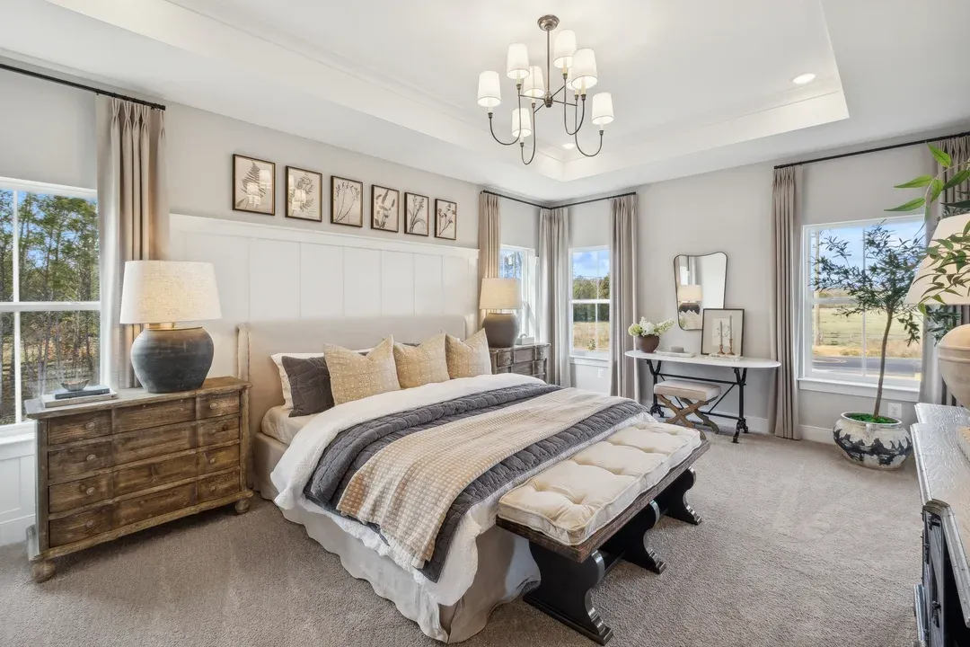 Primary suite featuring tray ceiling