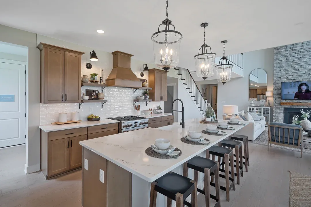 Kitchen with pendant lights