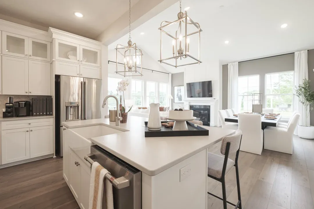 Kitchen with white apron-front sink