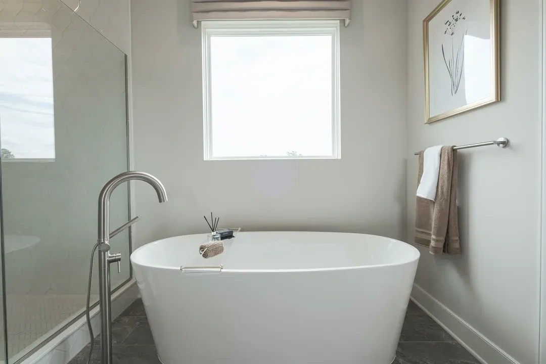 Primary bath with freestanding soaking tub