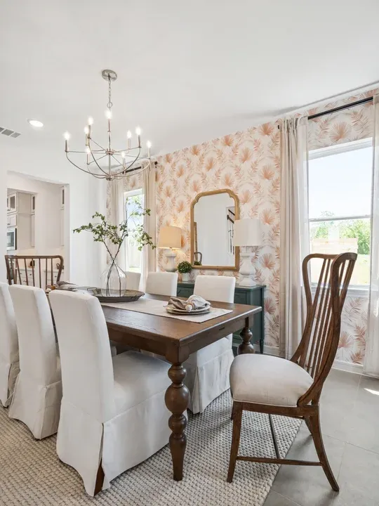 Dining room with chandelier