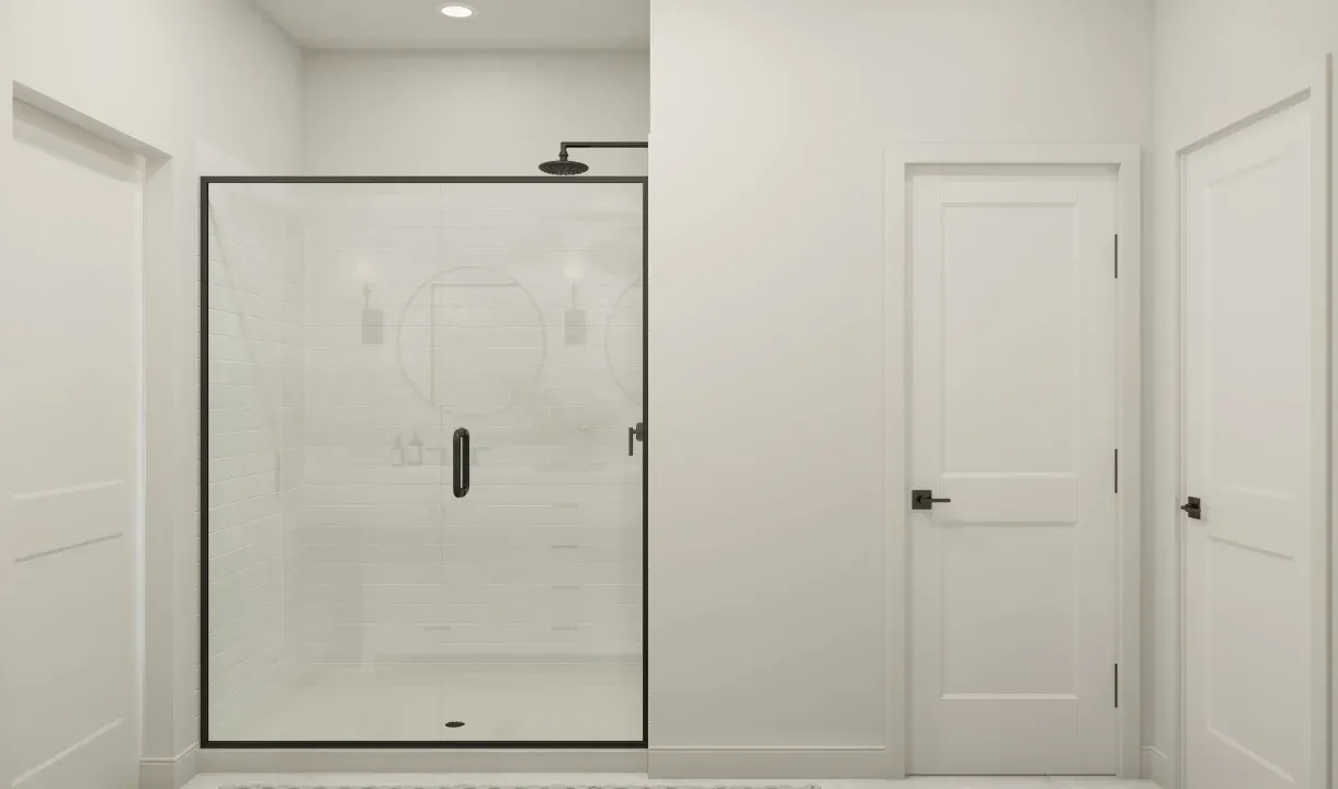 Primary bath with glass shower enclosure