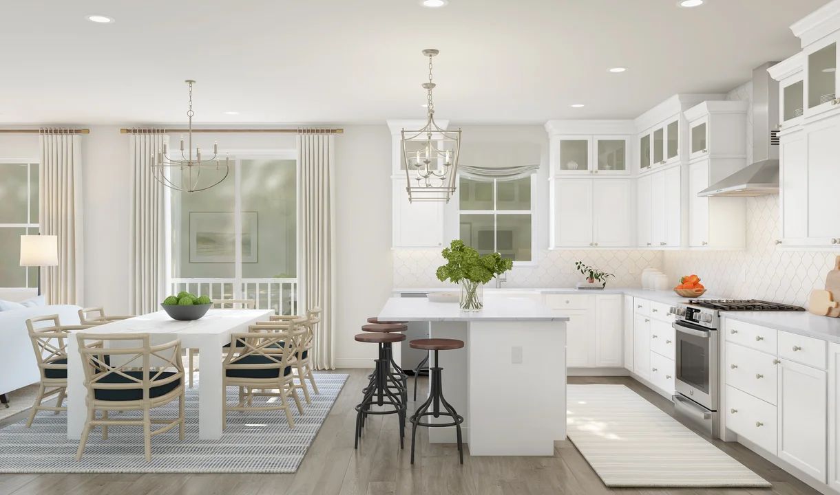 Kitchen with quartz island and countertops
