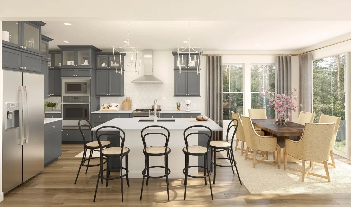 Kitchen with pendant lighting