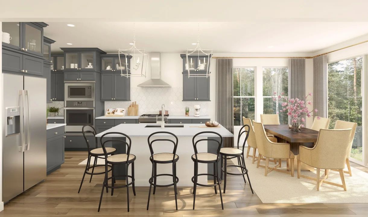 Kitchen with pendant lighting