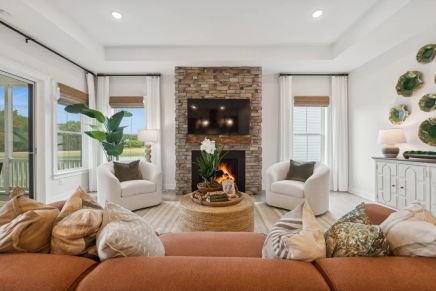 Great room featuring stylish ceiling treatment