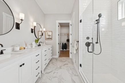 Primary bath with dual vanities