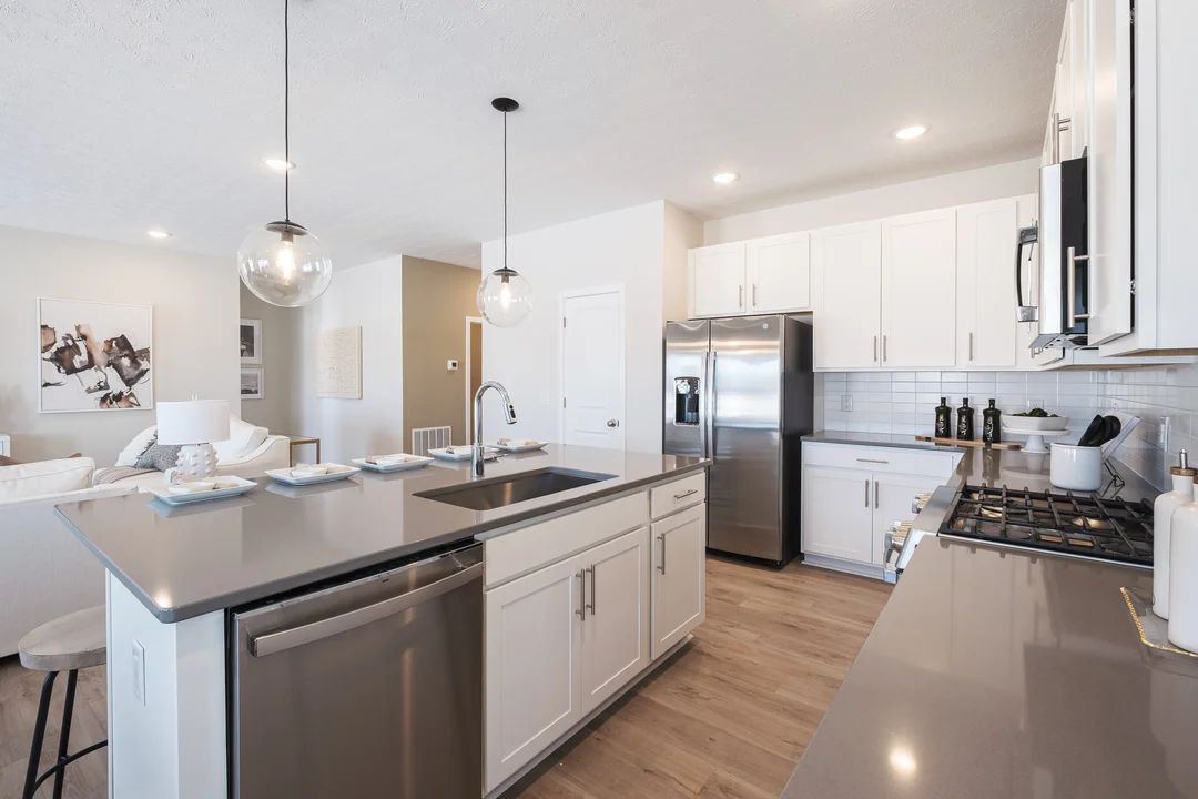 Kitchen with pendant lights