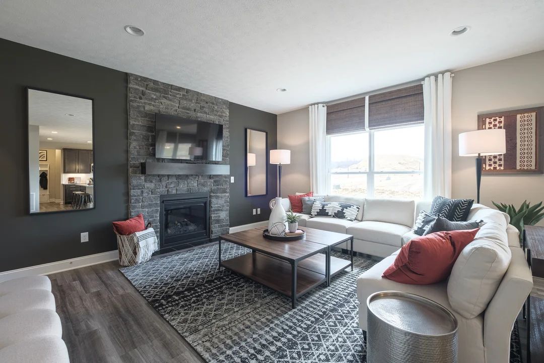 Family room with fireplace