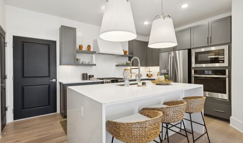 Kitchen with waterfall edge island