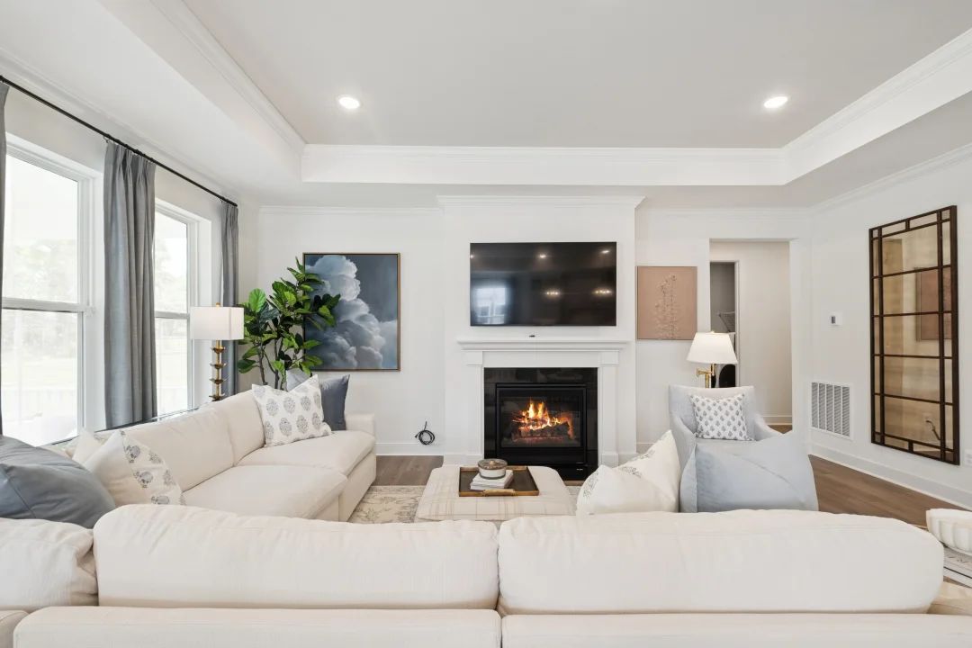 Great room with ceiling treatment