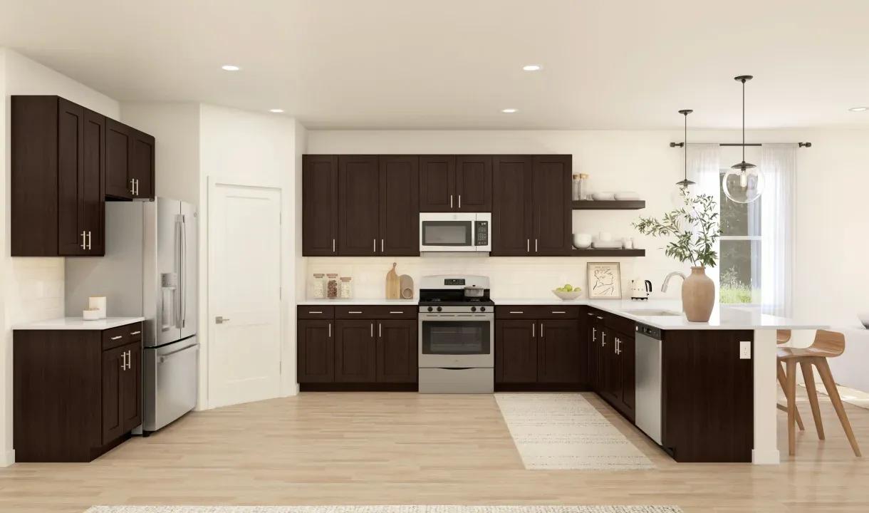 Kitchen with peninsula island