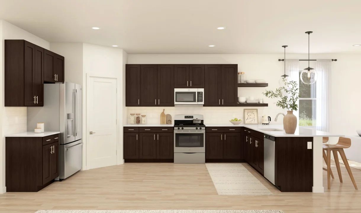 Kitchen with peninsula island