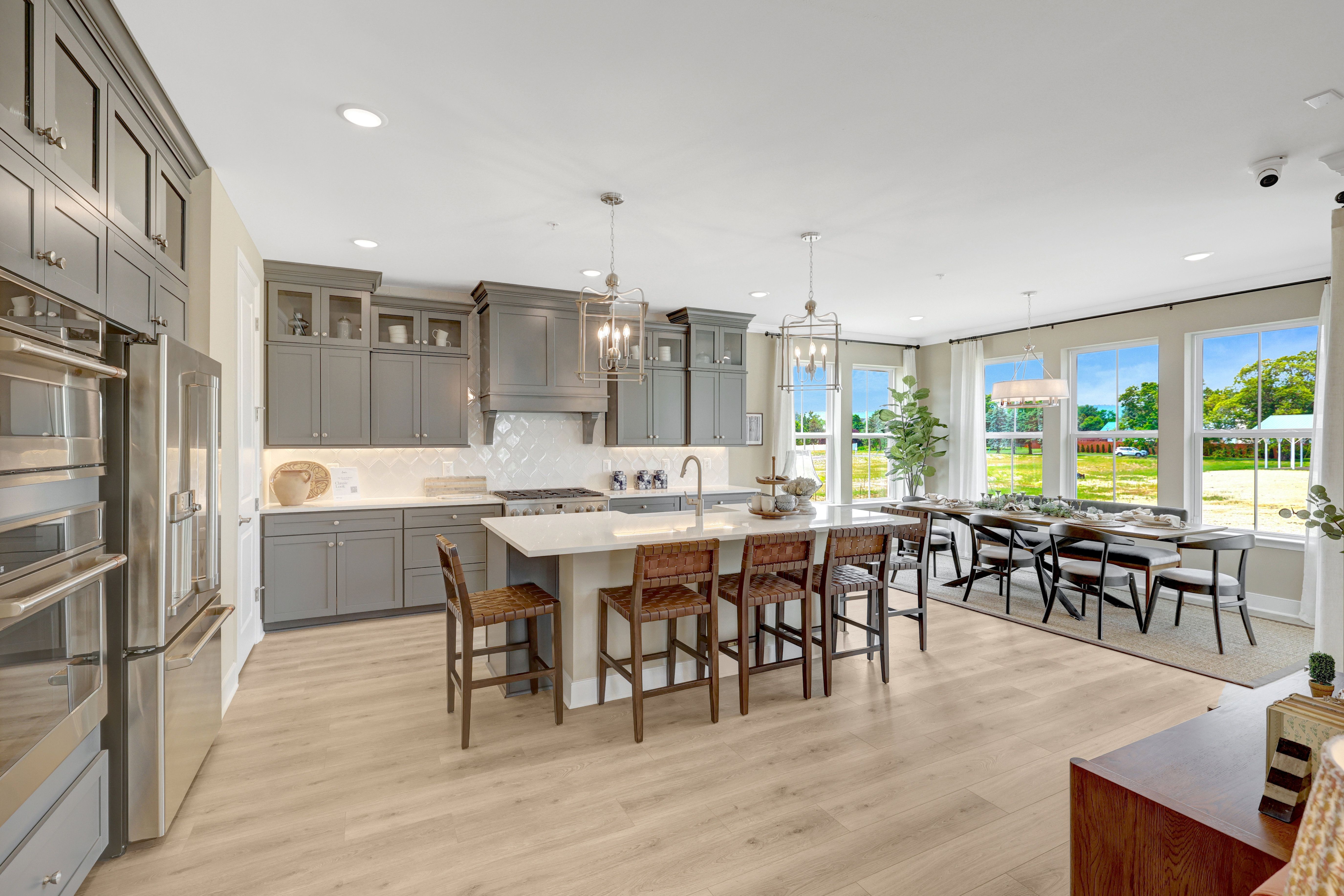 Kitchen with pendant lighting
