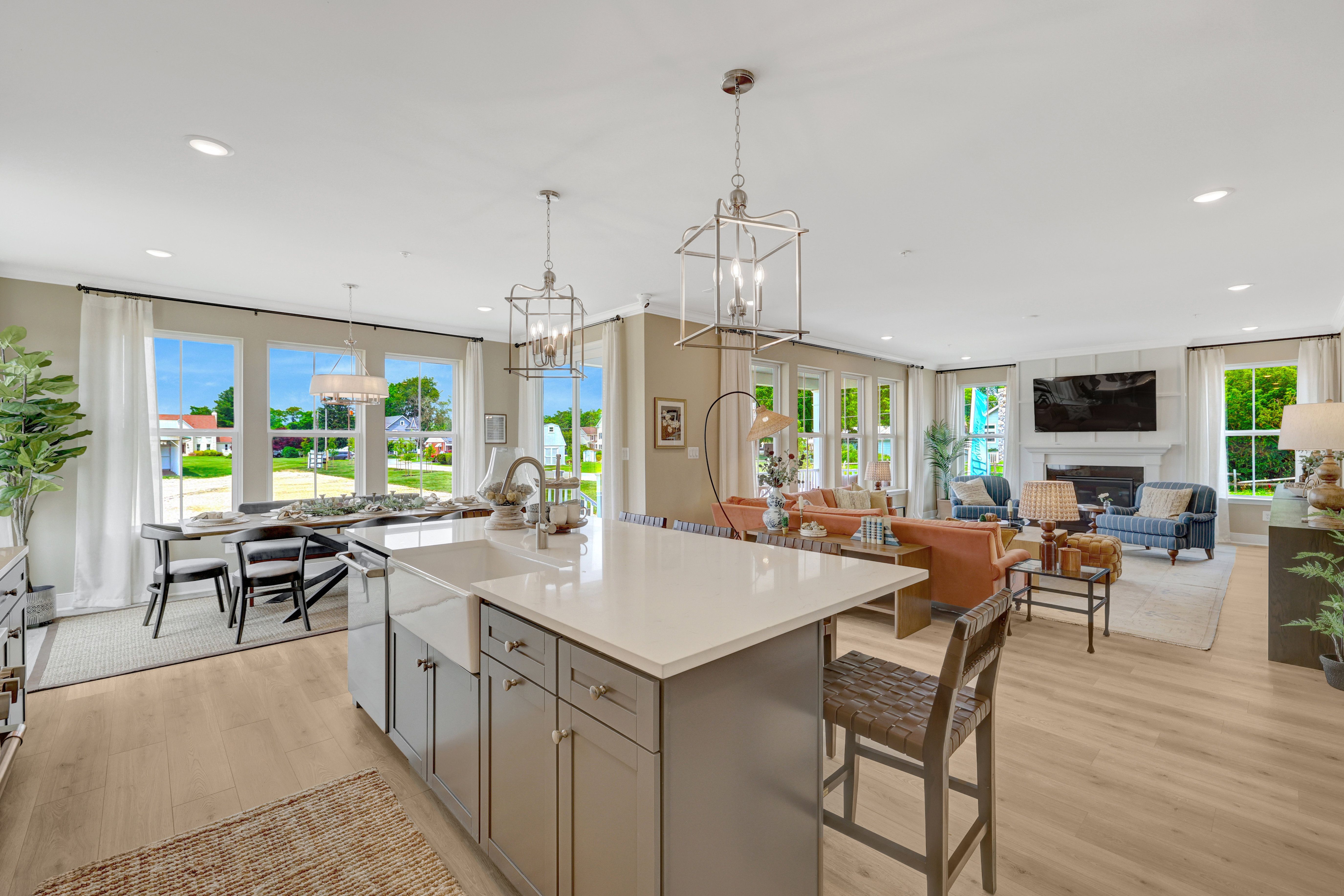 Kitchen with apron front sink