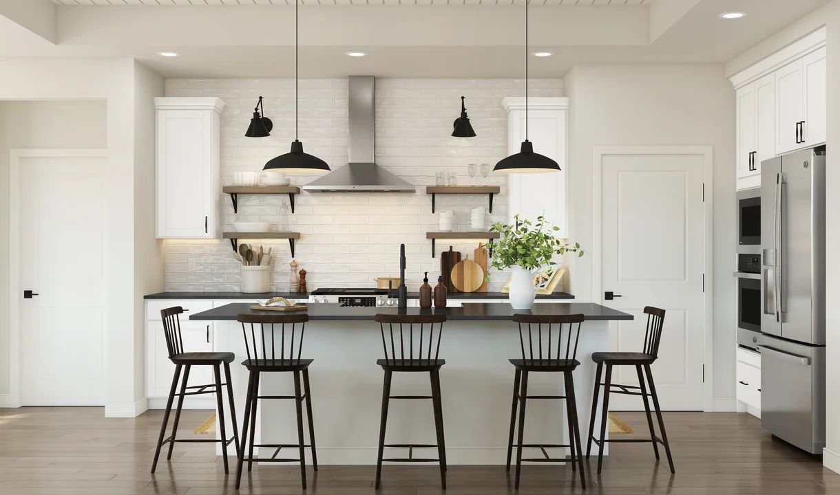 Kitchen with center island and pendant lighting